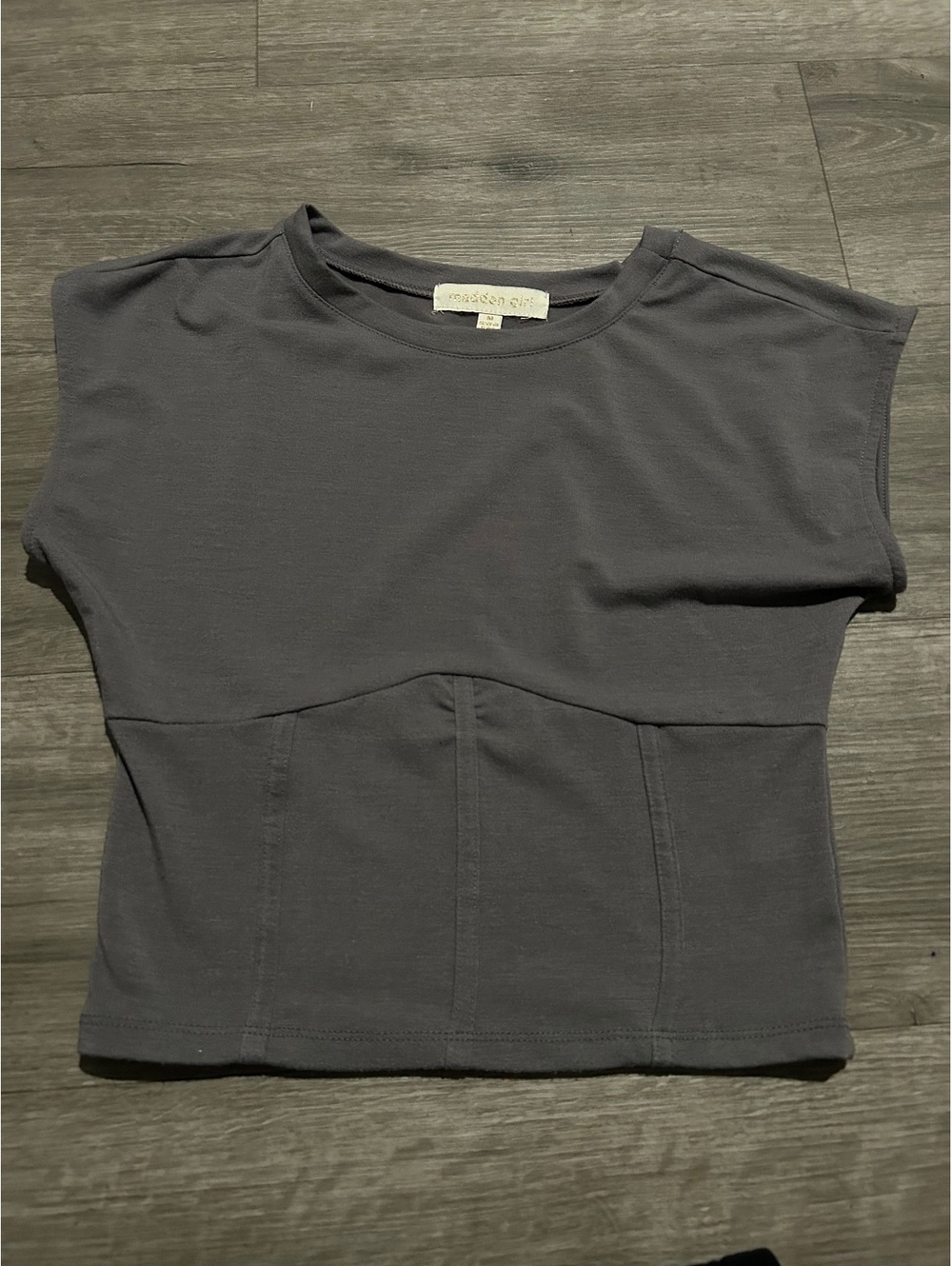 Gray going out top with ribbed corset